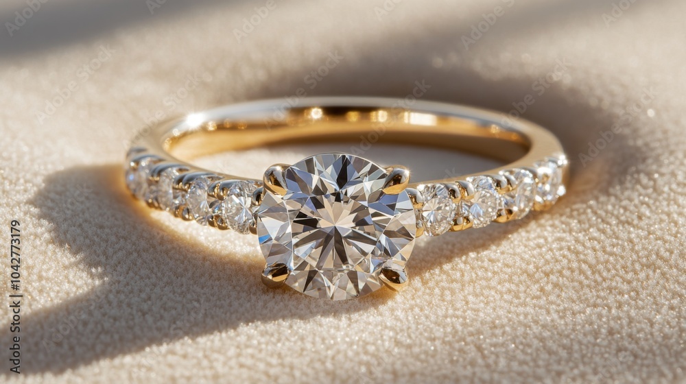 Elegant Diamond Ring on Soft Background Elegant Diamond Ring on Soft Background