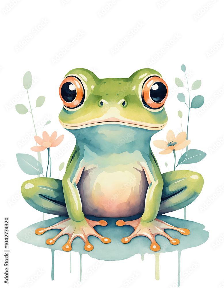 Green frog sitting on a leaf Green frog sitting on a leaf