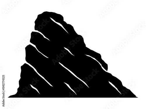 Black sedimentary rock outcrop. Stone mountain
