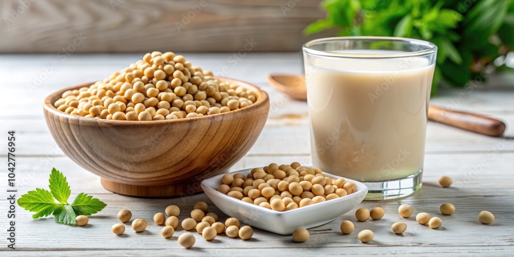 Soy Milk and Soy Beans Bowl Isolated on White Background, Fresh Plant-Based Drink, Healthy Lifestyle, Vegan Dairy Alternative, Nutrition, Organic Ingredients, Natural Food, Culinary Photography Soy Milk and Soy Beans Bowl Isolated on White Background, Fresh Plant-Based Drink, Healthy Lifestyle, Vegan Dairy Alternative, Nutrition, Organic Ingredients, Natural Food, Culinary Photography