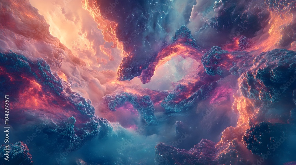 Realm of Increasing Order and Complexity Ethereal Sci Fi Landscape with Swirling Energy Formations Realm of Increasing Order and Complexity Ethereal Sci Fi Landscape with Swirling Energy Formations