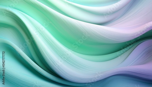 A soft blend of mint green and lavender with gentle wave patterns, creating a fresh and calming abstract background. Perfect for colorful, serene visuals.