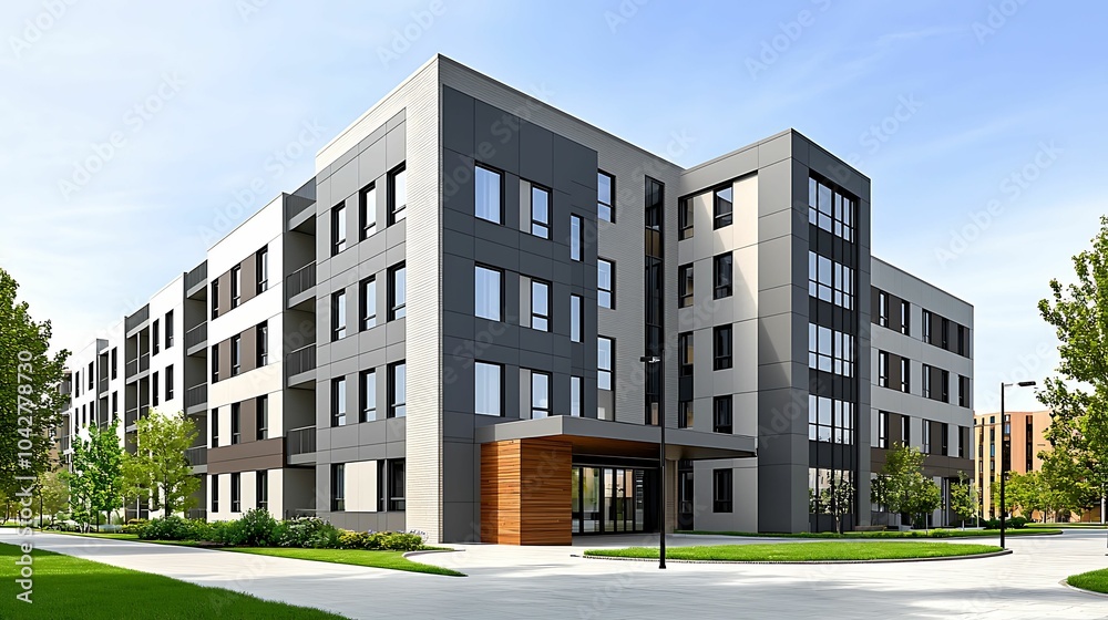 Modern architectural design a stunning display of contemporary urban living with green spaces and innovative features Modern architectural design a stunning display of contemporary urban living with green spaces and innovative features