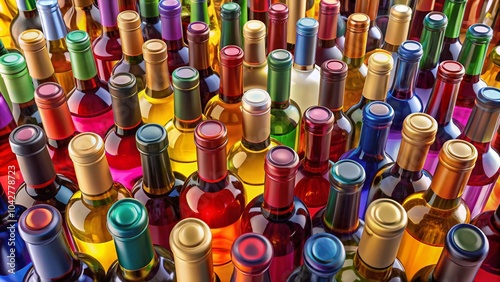 Colorful Aerial Photography of Wine Bottles for Creative Marketing and Design