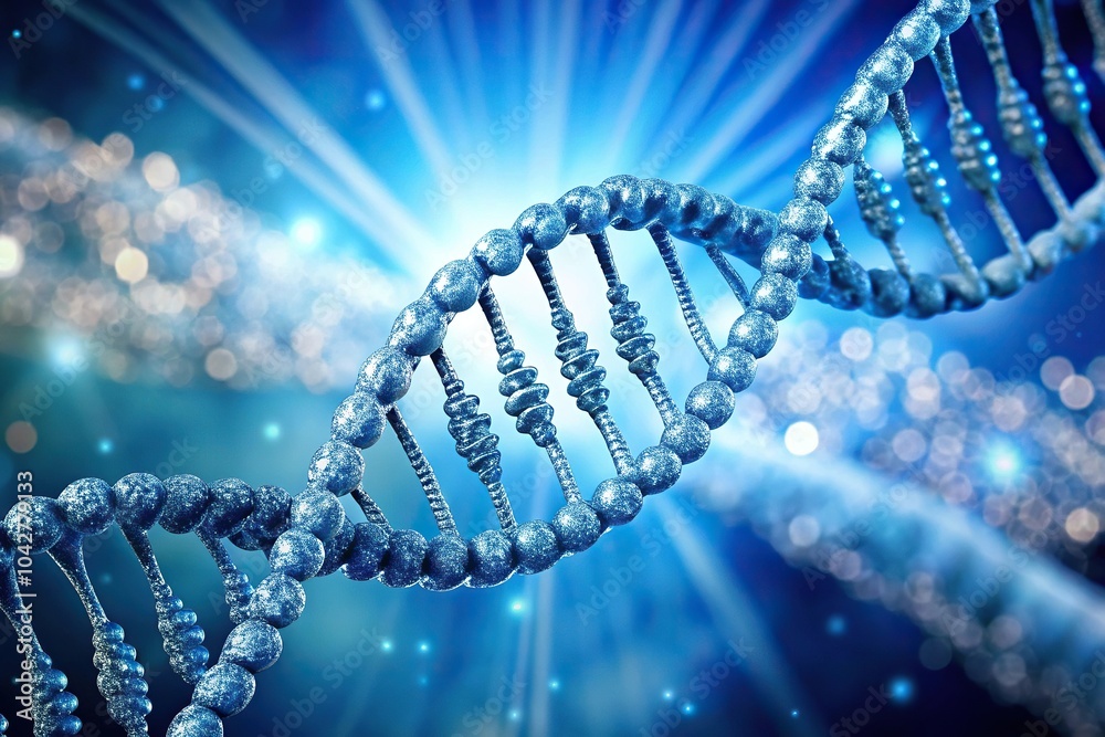 DNA strand on abstract blue background DNA strand on abstract blue background