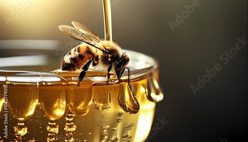 The intricate dance of nature a close-up of a bee collecting golden honey showcasing the beauty and importance of pollinators in our ecosystem photo