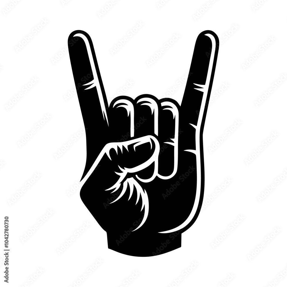 Rock and roll hand gesture logo icon design illustration