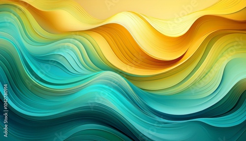 A bright gradient of turquoise and yellow with smooth wave patterns, creating an abstract, energetic design. Perfect for bold and colorful project themes.