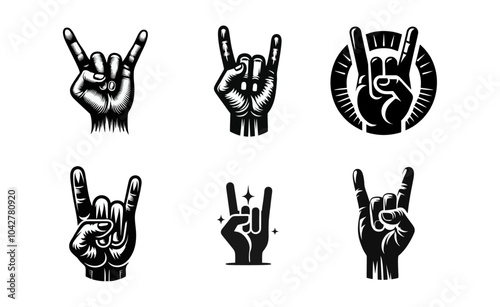 Rock and roll hand gesture logo icon design illustration