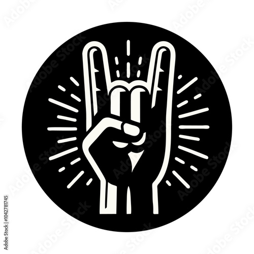 Rock and roll hand gesture logo icon design illustration