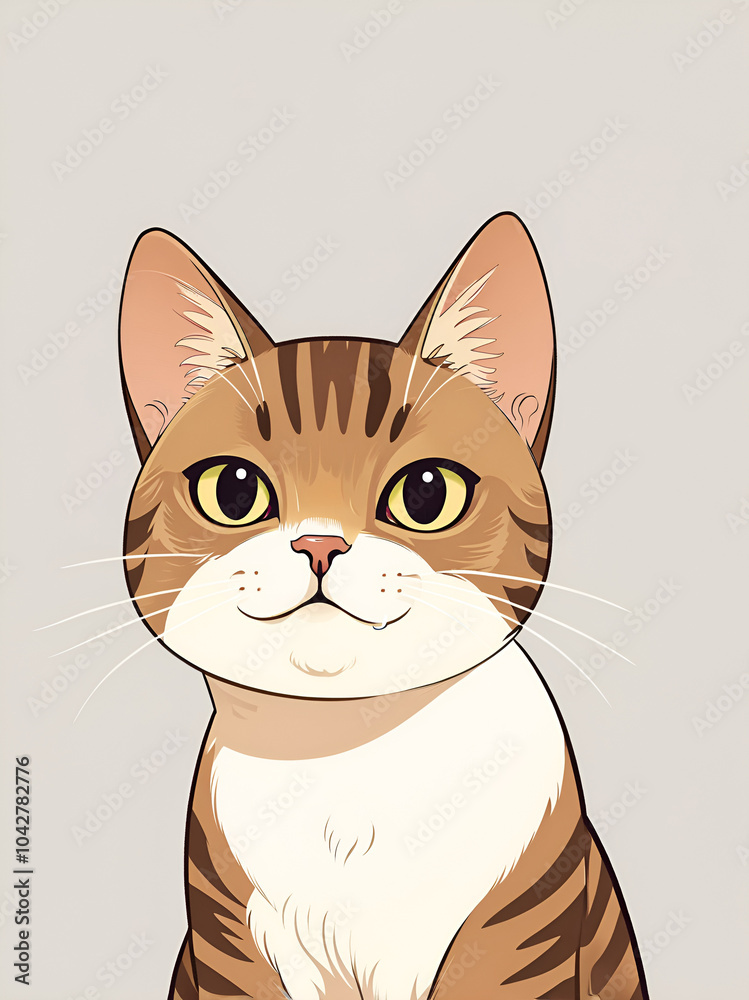 Obraz premium cartoon style, Close-up of Sokoke (cat), isolated on a white background