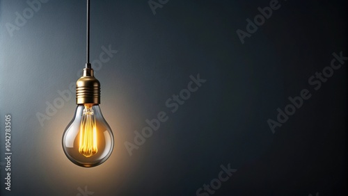 Wallpaper Mural Illuminated single lightbulb suspended from yellow wire on dark grey background, leading lines Torontodigital.ca