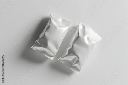 Two blank white pouches isolated on a white background.