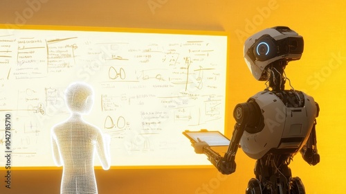 Robotic analysis of holographic data with tablet. photo