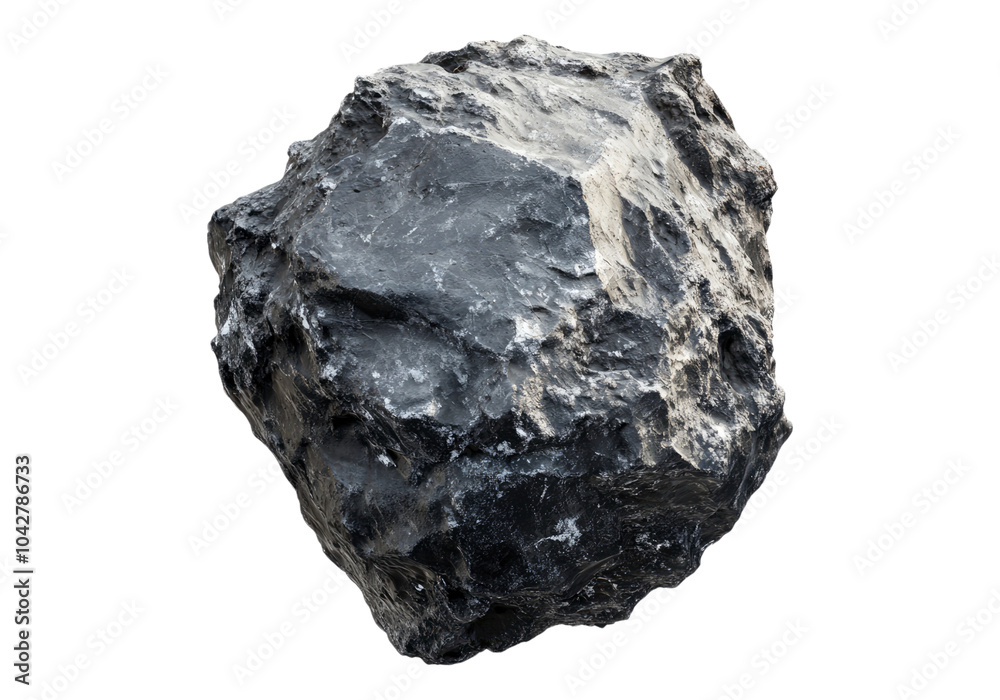 Fototapeta premium Dark rock asteroid . Isolated PNG with transparent background.