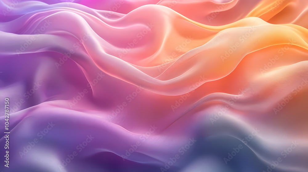 Abstract neon silk texture background design with smooth waves.