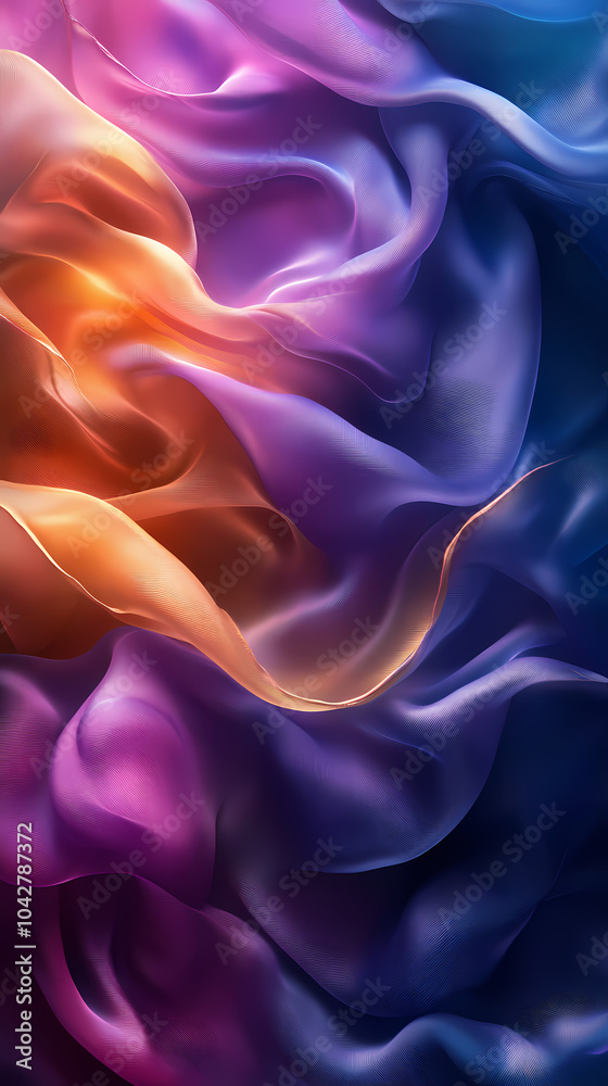 Obraz premium Abstract neon silk texture background design with smooth waves.