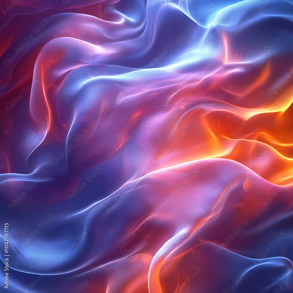 Obraz premium Abstract neon silk texture background design with smooth waves.