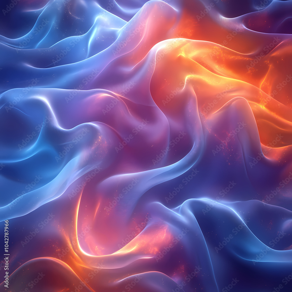Obraz premium Abstract neon silk texture background design with smooth waves.