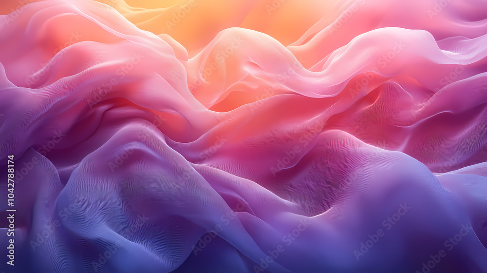 Abstract neon silk texture background design with smooth waves.