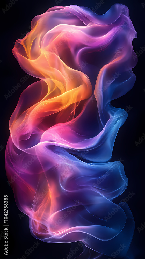 Abstract neon silk texture background design with smooth waves. Abstract neon silk texture background design with smooth waves.