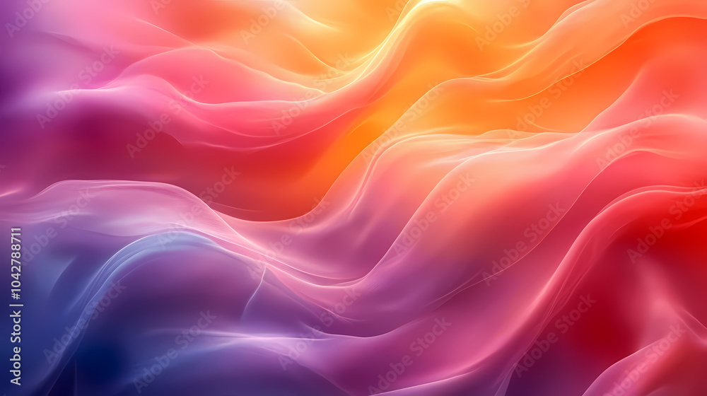 Fototapeta premium Abstract neon silk texture background design with smooth waves.