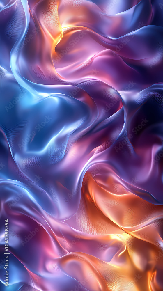 Obraz premium Abstract neon silk texture background design with smooth waves.