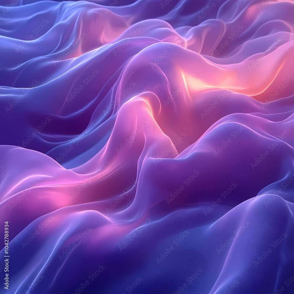 Obraz premium Abstract neon silk texture background design with smooth waves.