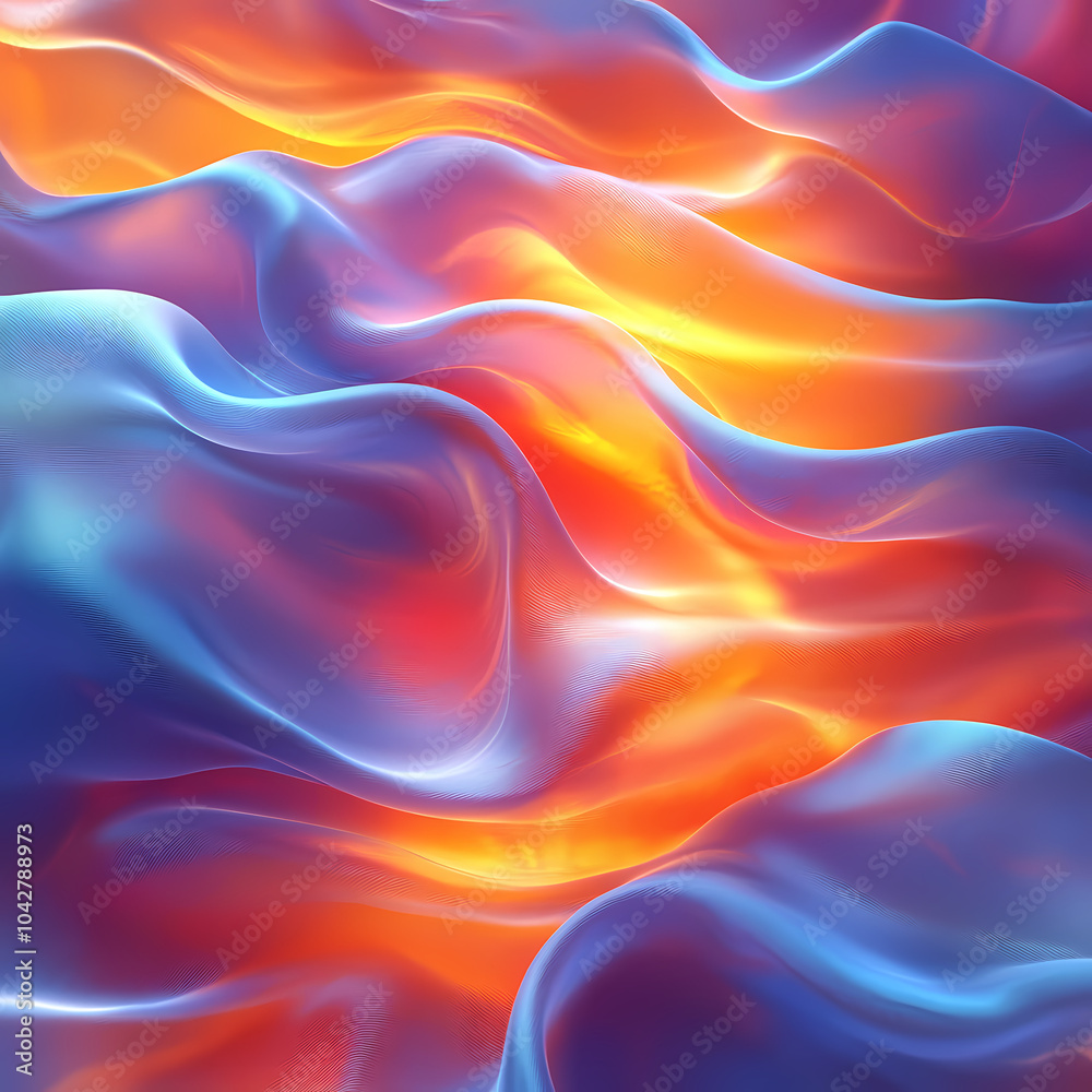 Fototapeta premium Abstract neon silk texture background design with smooth waves.