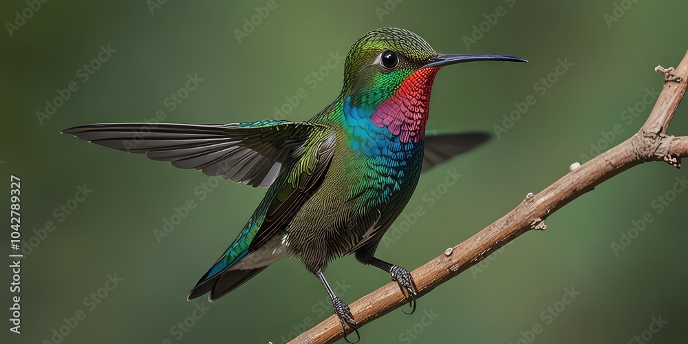 Fototapeta premium hummingbird in flight,hummingbird feeding on a flower