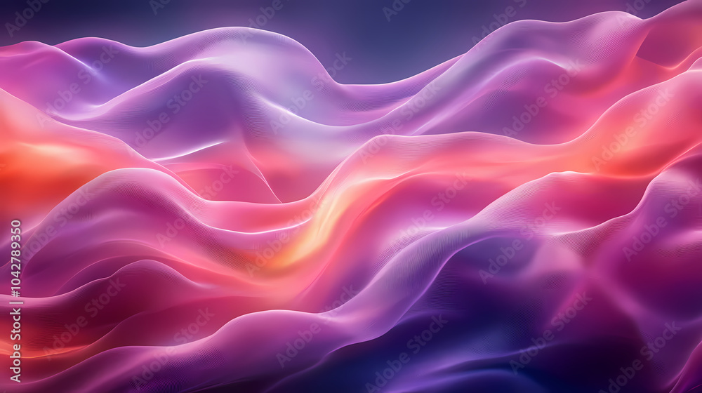 Fototapeta premium Abstract neon silk texture background design with smooth waves.