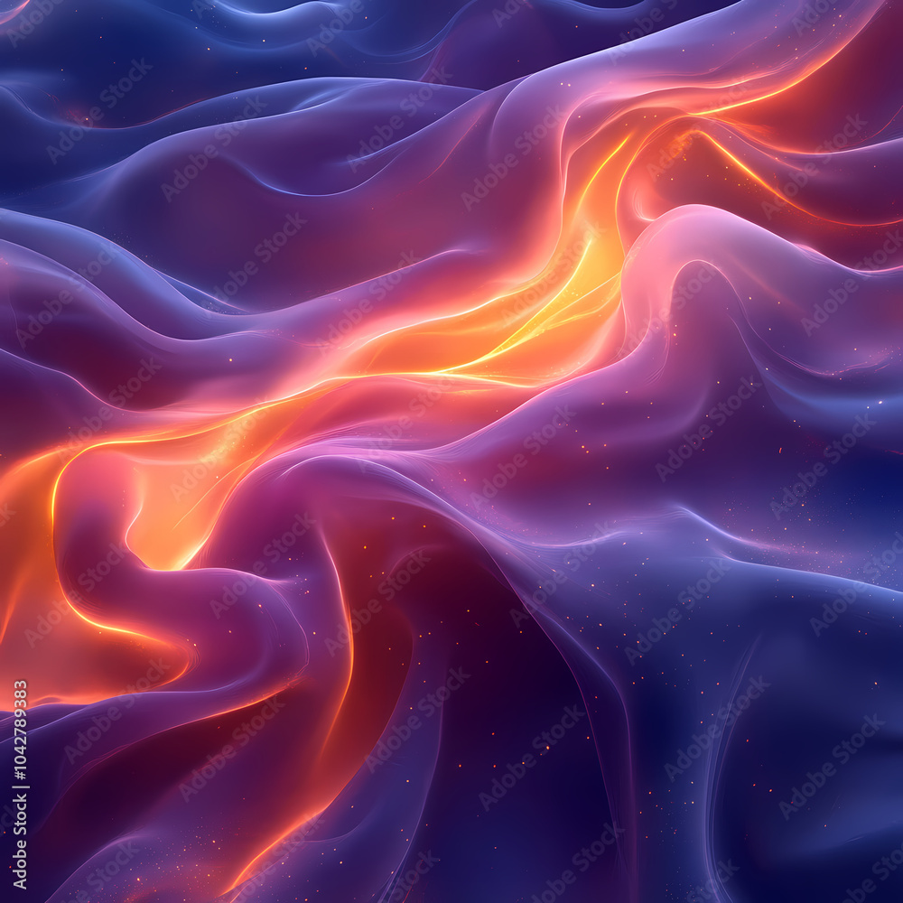 Obraz premium Abstract neon silk texture background design with smooth waves.