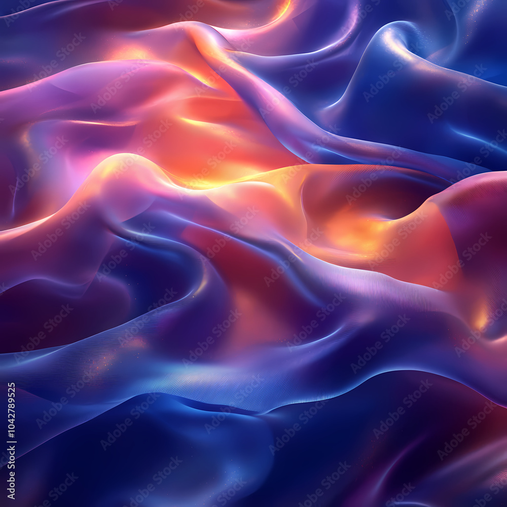Obraz premium Abstract neon silk texture background design with smooth waves.