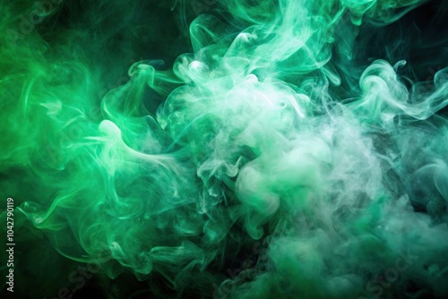 Impactful mystical emerald green smoke silhouette composition