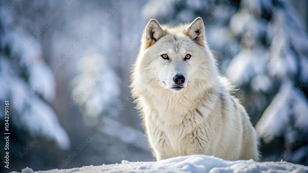 Fototapeta premium impressive snowy wolf with commanding presence