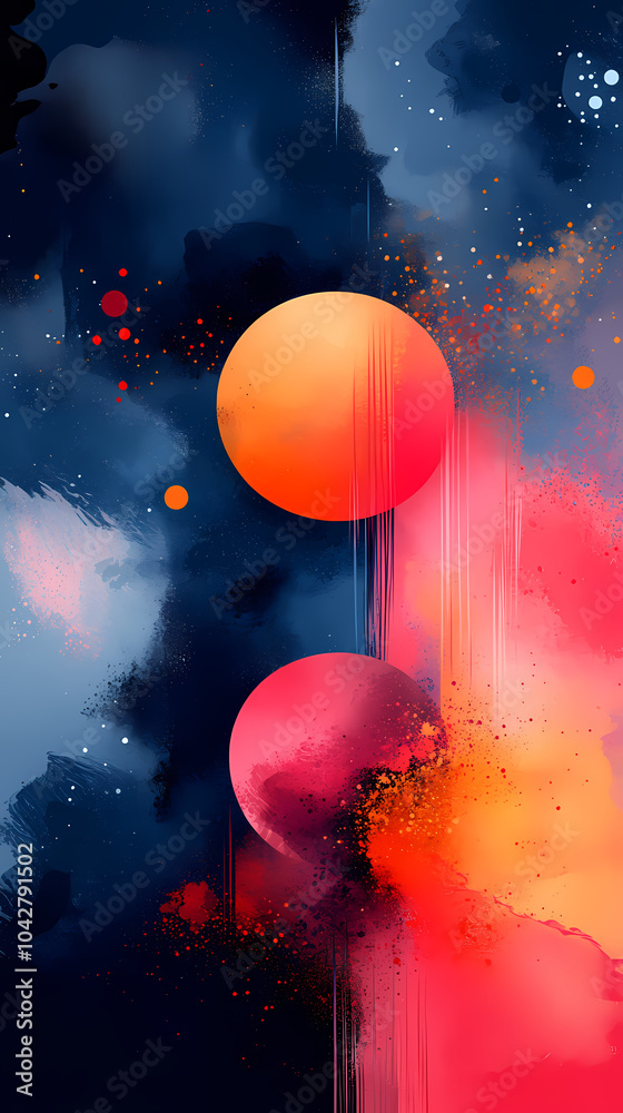 Fototapeta premium Light Pink, Blue vector template with abstract circles. A sample with blurred bubble shapes.
