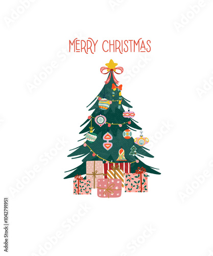 christmas card with christmas tree