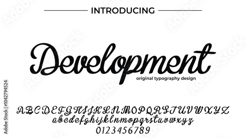 Development Font Stylish brush painted an uppercase vector letters, alphabet, typeface