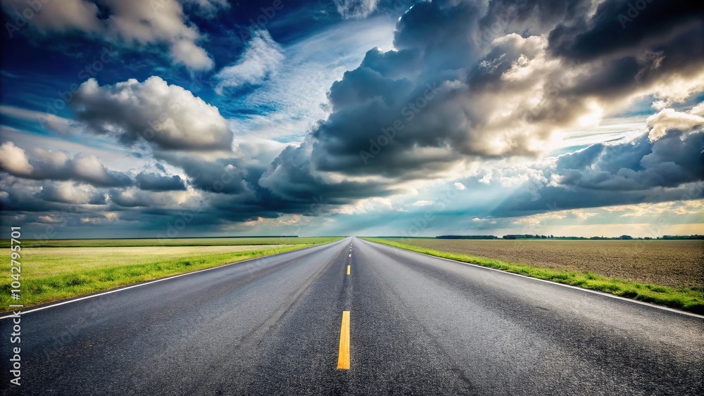 Empty road with cloudy sky