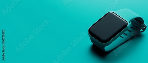 Minimalist Turquoise Smartwatch with Dark Display Wide Banner