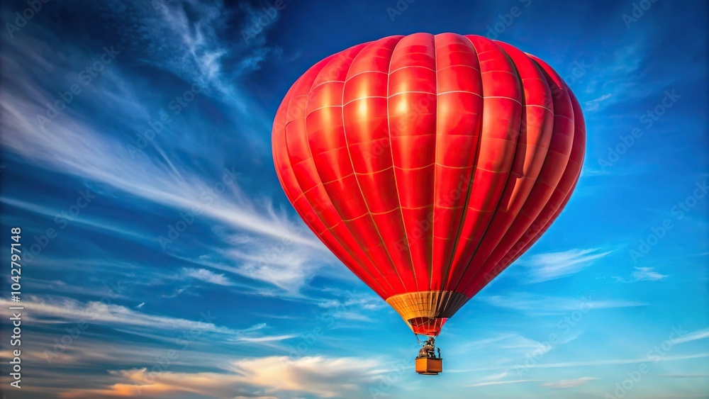 Fototapeta premium Inside a red hot air balloon with flames preparing for flight
