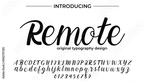 Remote Font Stylish brush painted an uppercase vector letters, alphabet, typeface