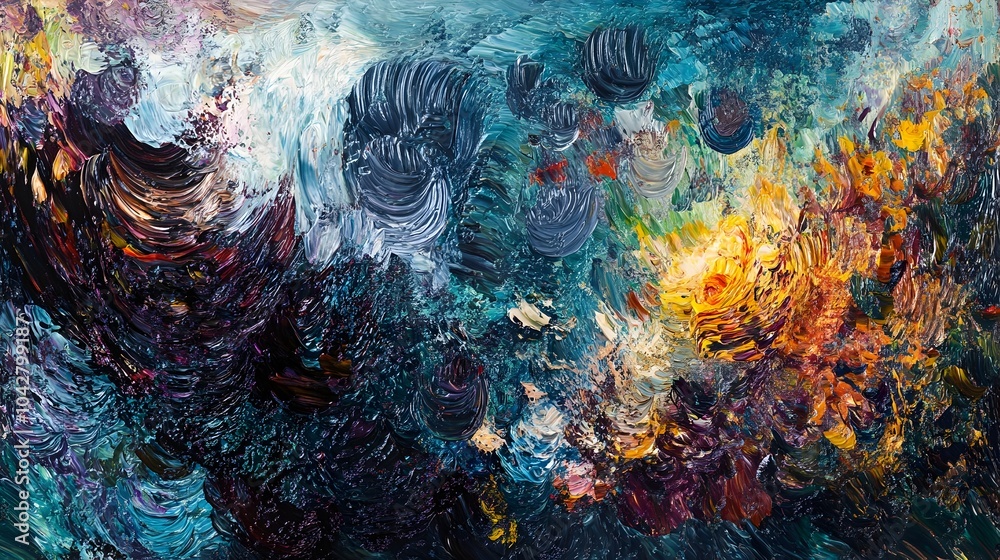 Fototapeta premium Surreal Dimensional Landscape in Loops of Time and Vibrant Kaleidoscopic Patterns