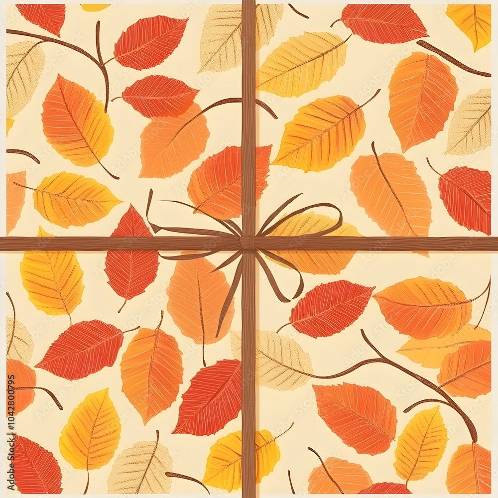 Obraz premium Seamless Autumn Leaf Gift Wrap Pattern with Printable Flat Background Design