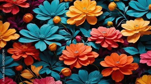 Retro Floral Seamless Pattern Panoramic Wallpaper