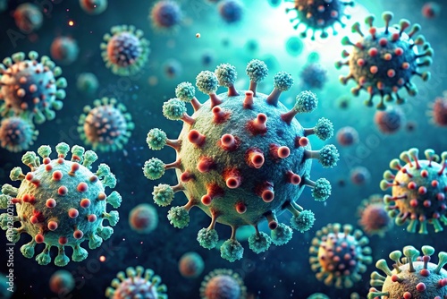 Intricate virus patterns spreading with deadly precision