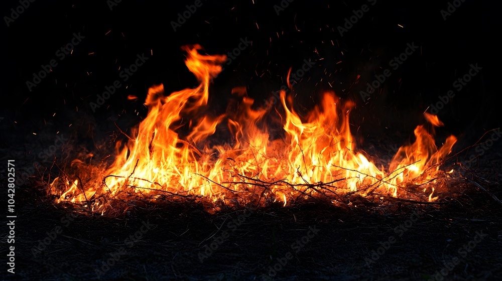 A sharp, crackling flame ignites along the ground, its tendrils reaching upward as the fire blazes, casting sharp shadows against the black backdrop. A sharp, crackling flame ignites along the ground, its tendrils reaching upward as the fire blazes, casting sharp shadows against the black backdrop.