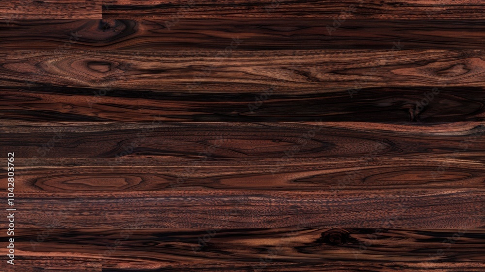 Fototapeta premium Rosewood: This hardwood is characterized by dark brown and reddish hues, celebrated for its fragrance and widely used in furniture, musical instruments, and veneers. 