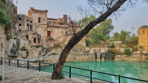 Green pond in historical temple at Katas Raj