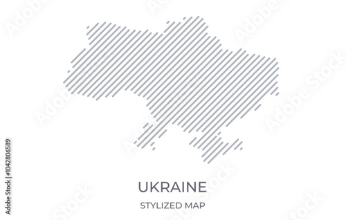 Stylized linear map of Ukraine in minimalistic style. Vector illustration of the map of the country.